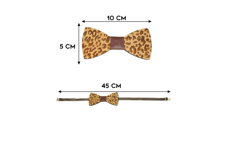 Papillon in Legno Leopardato misure