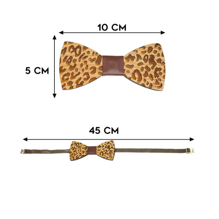 Papillon in Legno Leopardato misure