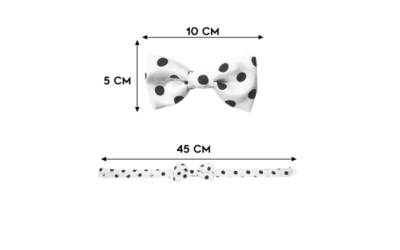 Papillon Bianco a Pois Neri in raso elegante misure
