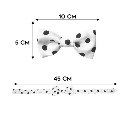 Papillon Bianco a Pois Neri in raso elegante misure