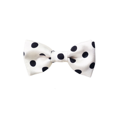 Papillon Bianco a Pois Neri in raso elegante