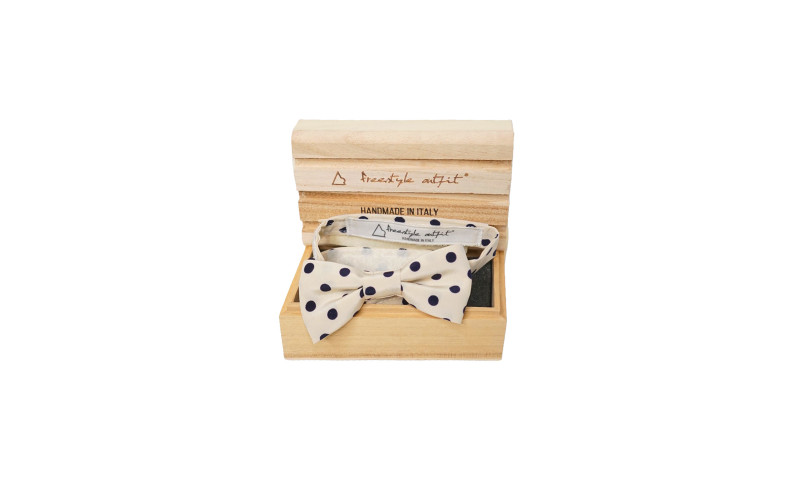 Papillon Crema a Pois Neri in raso elegante nella scatola Freestyle Outfit