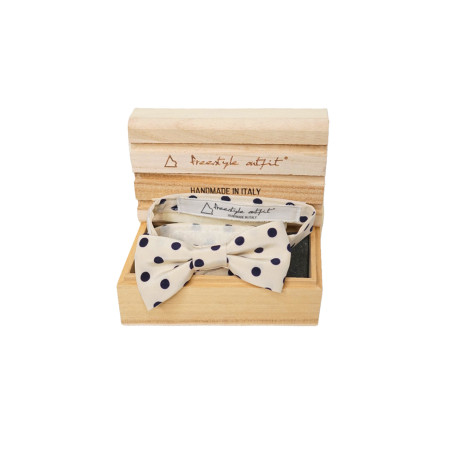 Papillon Crema a Pois Neri in raso elegante nella scatola Freestyle Outfit