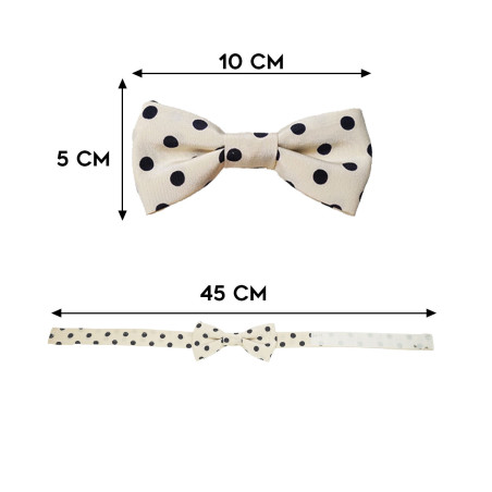 Papillon Crema a Pois Neri in raso elegante misure