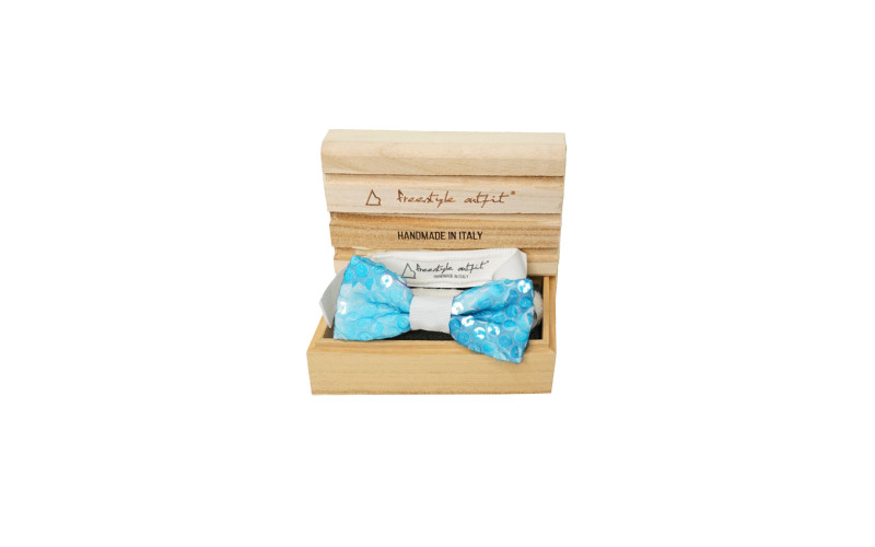 Papillon Azzurro Pailettes in Tessuto Classico