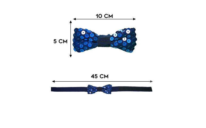 Papillon Blu Pailettes in Tessuto Classico misure