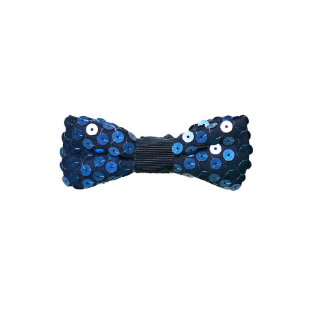 Papillon Blu Pailettes in Tessuto Classico