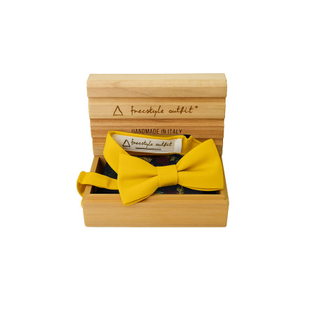 Papillon giallo classico da uomo nella confezione in legno - Freestyle Outfit