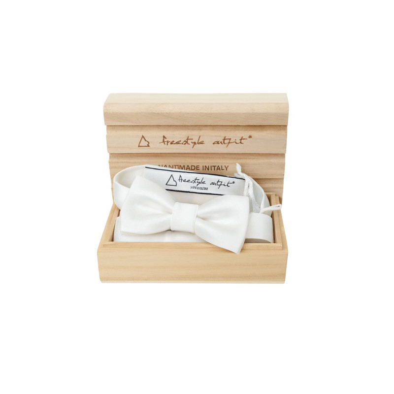 Papillon seta bianco uomo nella confezione in legno - Freestyle Outfit
