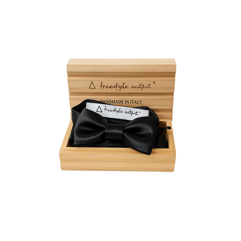 Papillon seta nero nella confezione in legno - Freestyle Outfit
