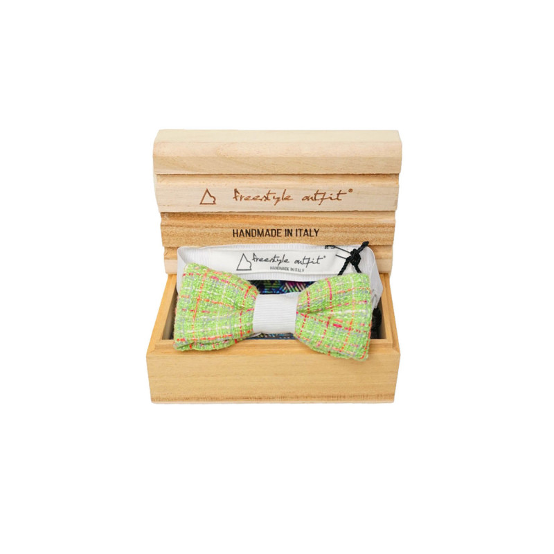 papillon verde acido e rosso nella confezione in legno - Freestyle Outfit