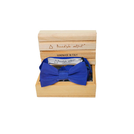 Papillon blu classico da uomo nella confezione in legno - Freestyle Outfit