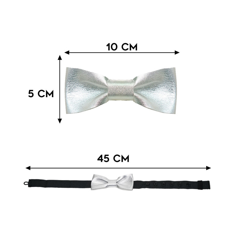 Papillon argento in pelle classico da uomo dimensioni in cm altezza e lunghezza - Freestyle Outfit