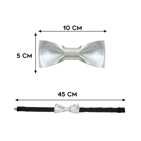 Papillon argento in pelle classico da uomo dimensioni in cm altezza e lunghezza - Freestyle Outfit