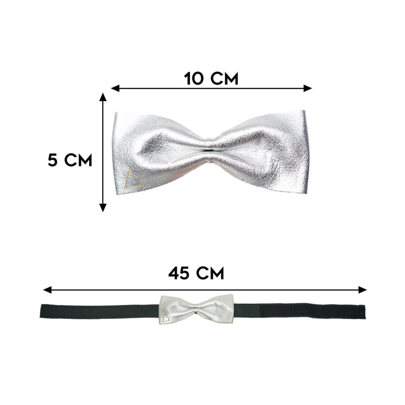 Papillon argento in pelle da uomo modello Pussy dimensioni in cm altezza e lunghezza - Freestyle Outfit