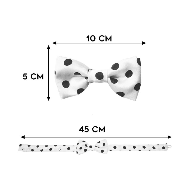 Papillon a pois nero in seta bianco da uomo dimensioni in cm lunghezza e altezza - Freestyle Outfit