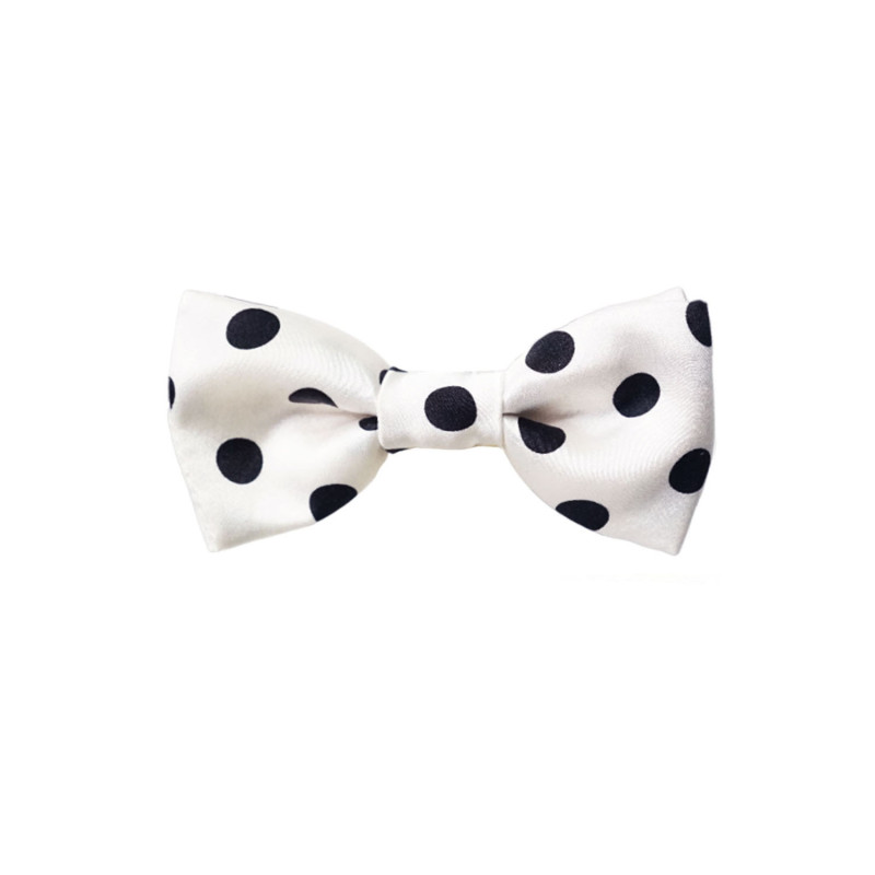Papillon a pois nero in seta bianco da uomo - Freestyle Outfit