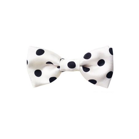 Papillon a pois nero in seta bianco da uomo - Freestyle Outfit