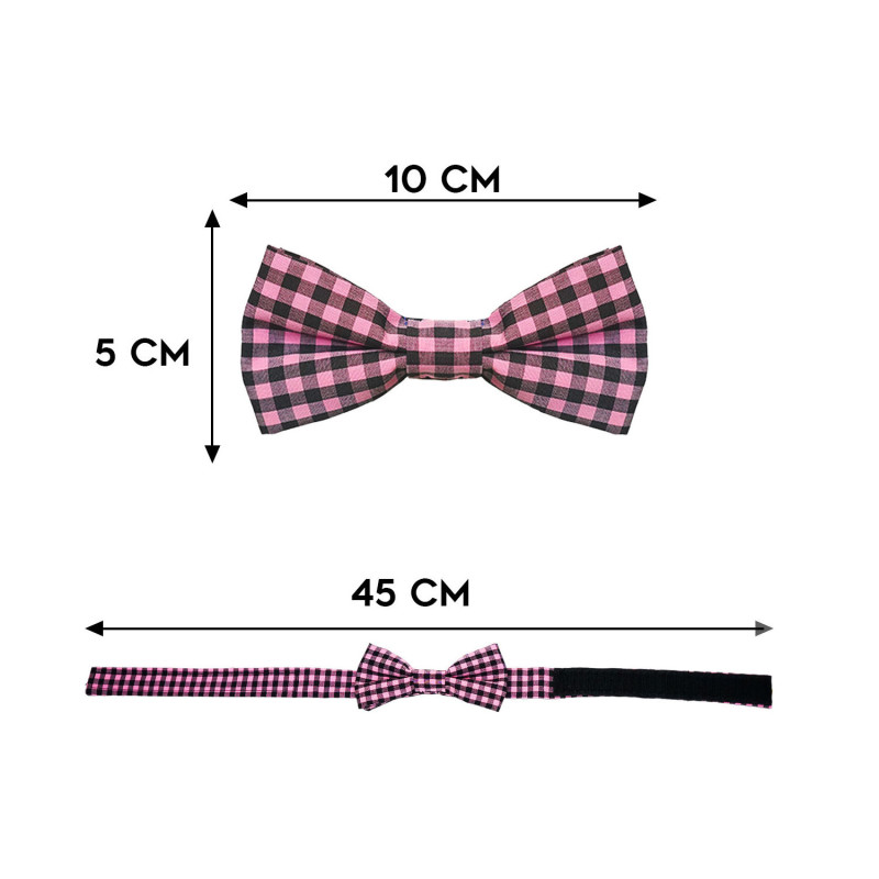 Papillon a quadretti nero e rosa da uomo dimensioni in cm lunghezza e altezza - Freestyle Outfit