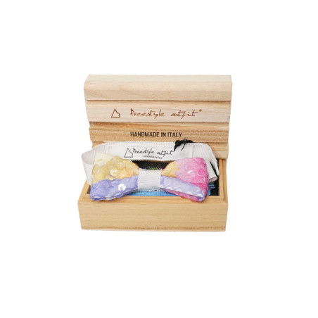 Papillon paillettes colorato a fantasia nella confezione in legno - Freestyle Outfit