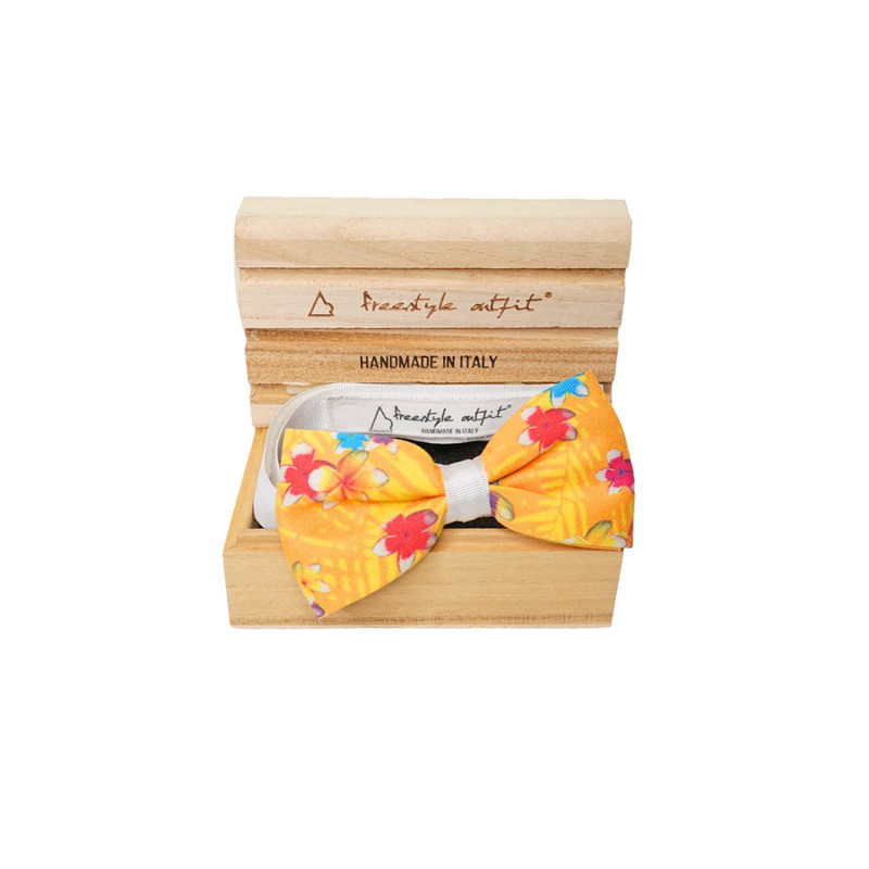 Papillon fiori arancione nella confezione in legno - Freestyle Outfit