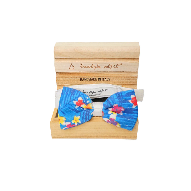 Papillon fiori azzurro nella confezione in legno - Freestyle Outfit